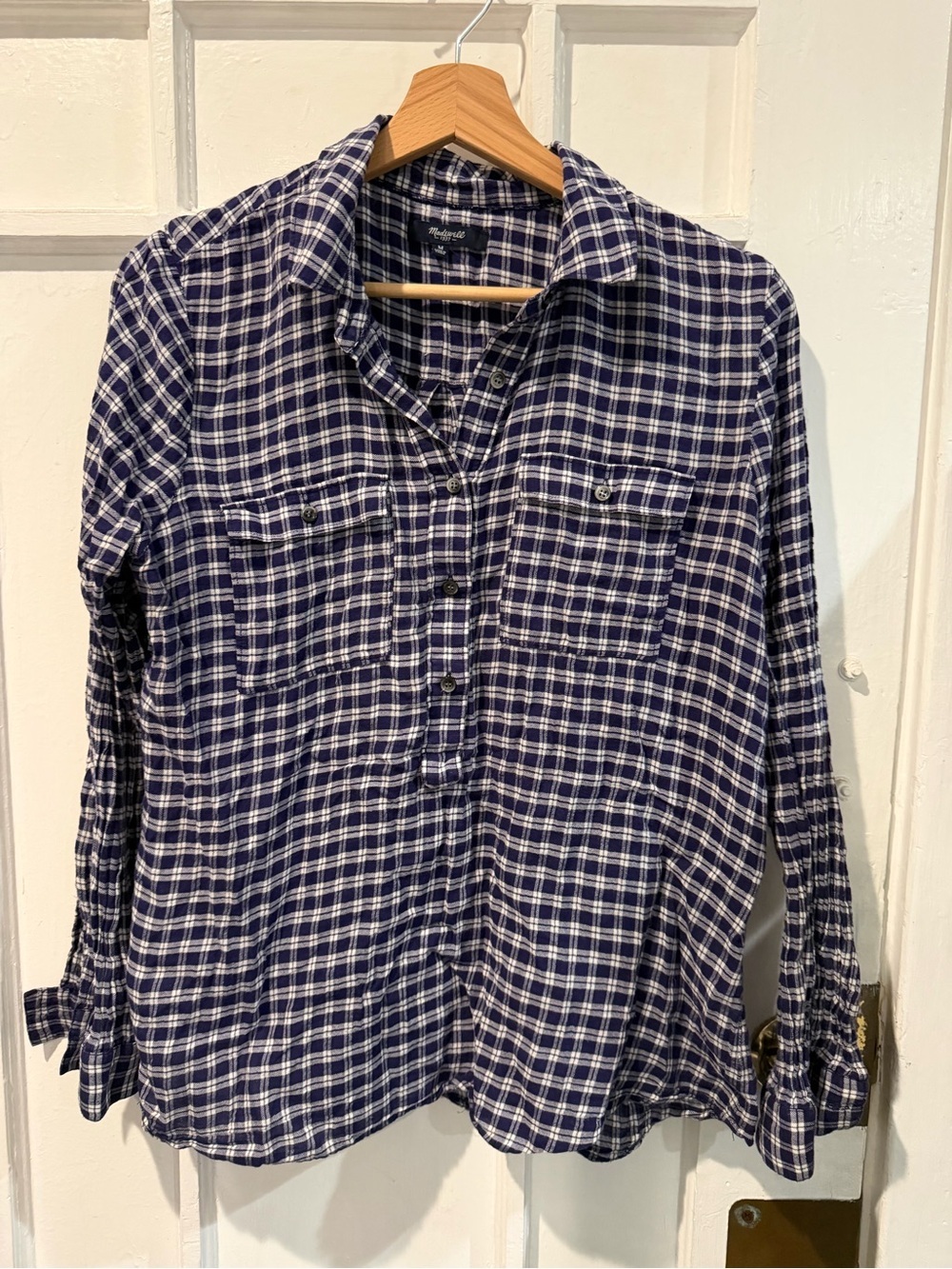Madewell Purple and White Plaid Shirt